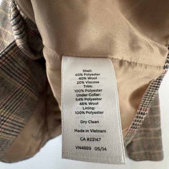 Talbots Womens 8P Plaid Blazer Elbow Patches Equestrian Jacket Workwear Academia - Picture 5 of 8